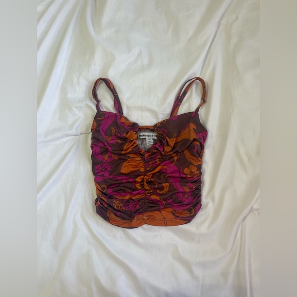 Urban Outfitters Pink/Orange/Brown Flower Too with Keyhole - Picture 1 of 2